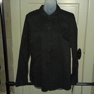 Apt. 9 Black Polka Dot Button-Front Blouse